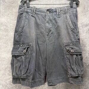 American Eagle Classic Cargo Shorts Mens 30 Charcoal Gray Distressed Heavyweight